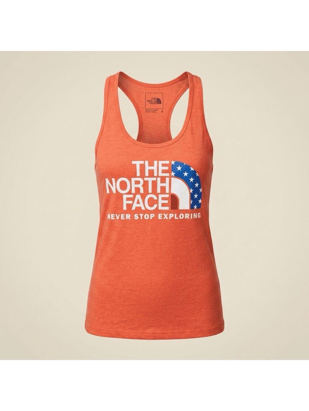 The North Face Women’s Red Orange USA Graphic Tank Top Medium Patriotic